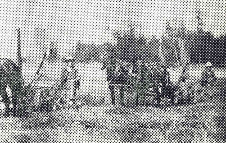 Harvesting Clover on Howell Prairie in 1912.  WHC Collections, 85.14.30.